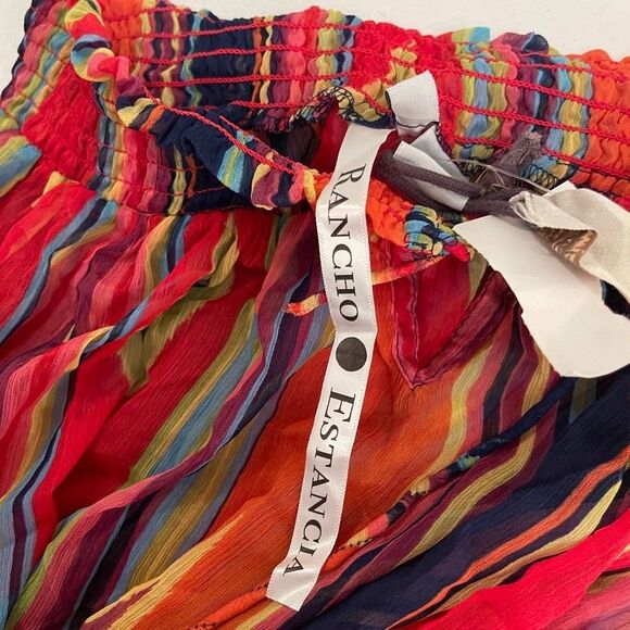 Rancho Estancia Blouse Women's XL Colorful Sheer Smocked Shirt Top Boho NWT - Picture 7 of 10